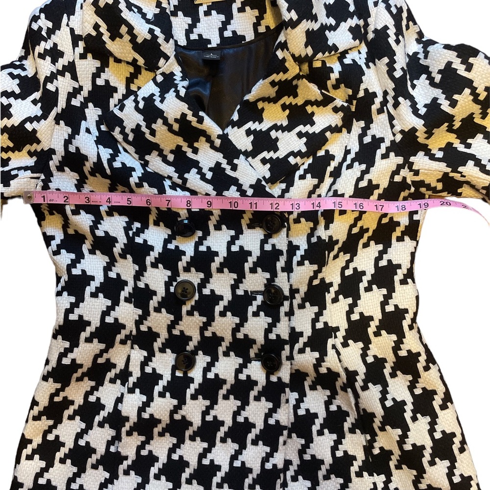 White House Black Market Houndstooth Pea Coat Large - Picture 12 of 13
